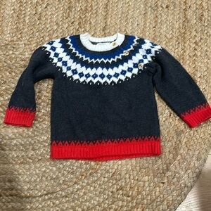Bout’Chou 24m baby boy knit fair isle sweater gray